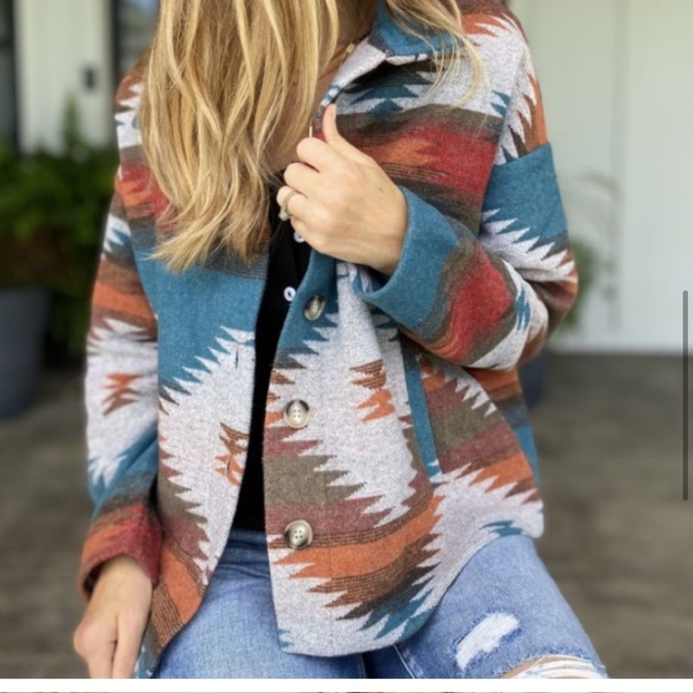 Last L New Soft Comfy Bohemian Aztec Southwest Sedona Pattern lightweight Jacket - Picture 8 of 16